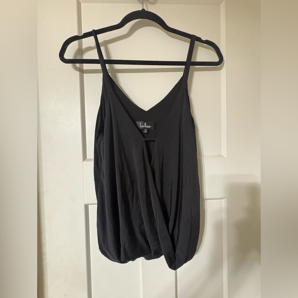 Lulu's Black Wrap-Front Spaghetti Strap Camisole